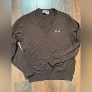 Slazenger VintageMen's Dark Brown V-Neck Sweater